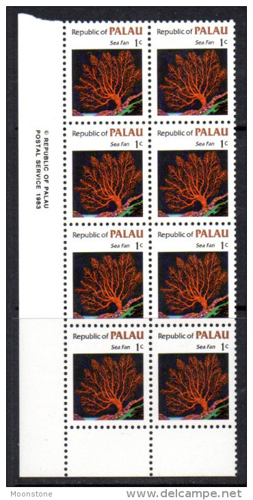 Palau 1983 Marine Life 1c Definitive Block Of 8, MNH - Palau