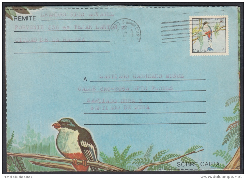 1987-EP-151 CUBA 1987. Ed.203. ENTERO POSTAL. POSTAL STATIONERY. TOCOLORO. AVES. BIRDS. C. CLASIF DE LA HABANA. USED. - Covers & Documents