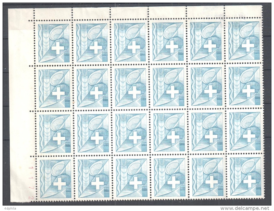 SWITZERLAND 1956 * Block Of 24 Dummy Stamps * Blue * Specimen Essai Essay Proof Trial Prueba Probedruck Test - Plaatfouten