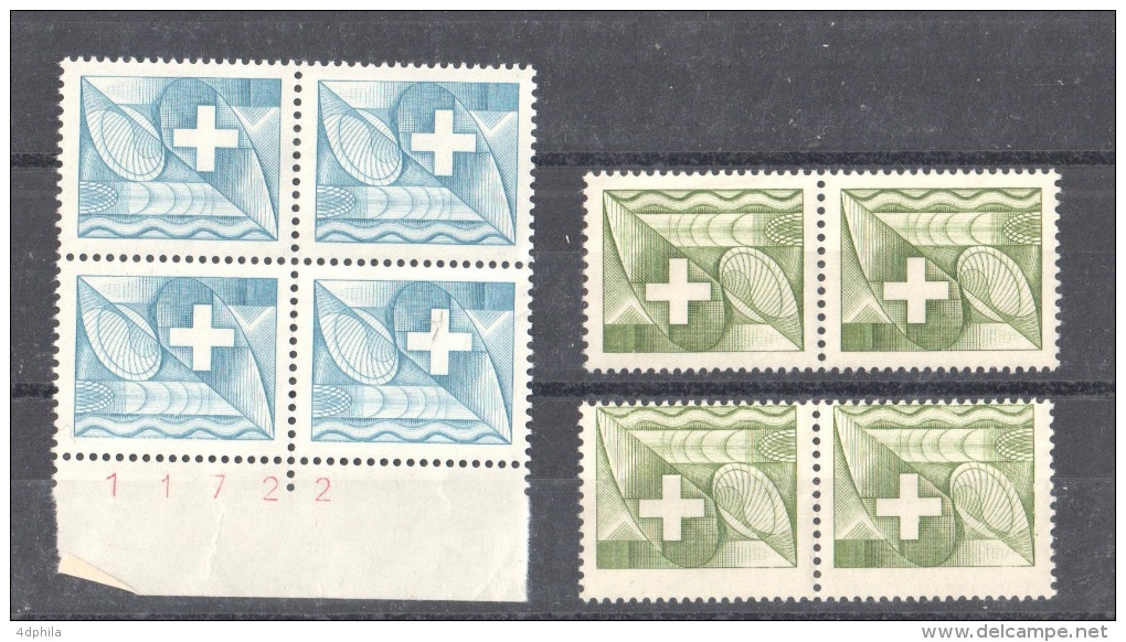 SWITZERLAND 1956 * 2 Pairs And 1 Block Of 4 Dummy Stamps * Blue And Green * Specimen Essai Essay Proof Trial Prueba - Abarten