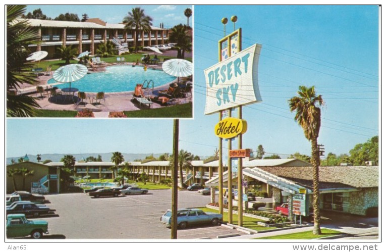 Phoenix Arizona, Desert Sky Hotel Lodging, Motel Sign, Auto, C1970s Vintage Postcard - Phoenix