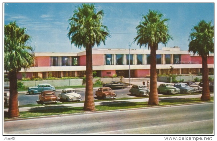 Phoenix Arizona, Phoenix Public Library Building, Autos, C1950s Vintage Postcard - Phoenix