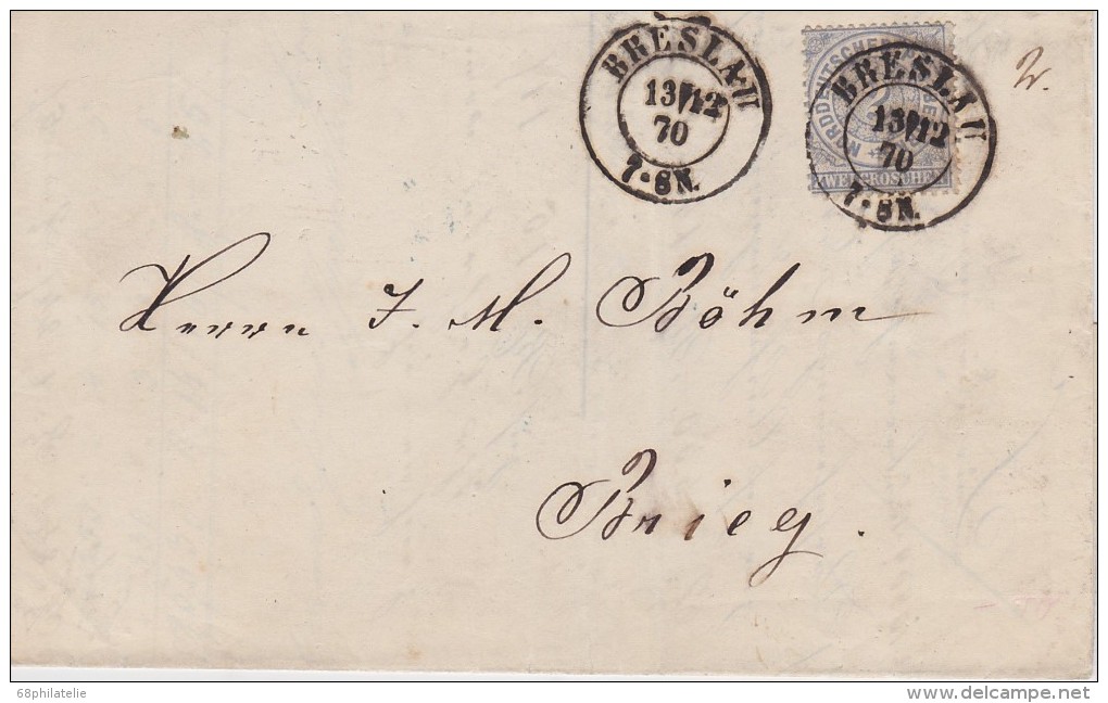 ALLEMAGNE 1870 LETTRE DE BRESLAU - Sonstige & Ohne Zuordnung