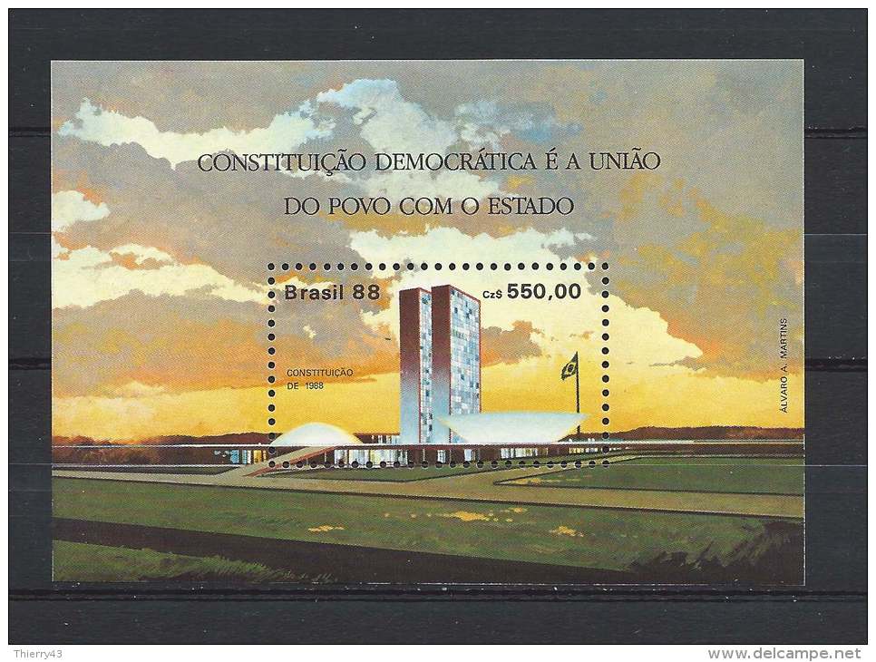 Brasil 1988 - New Constitution - M/S  Y&T B74  Mi. B75   MH, Avec Trace De Charniere, Ungebraucht - Blocks & Sheetlets