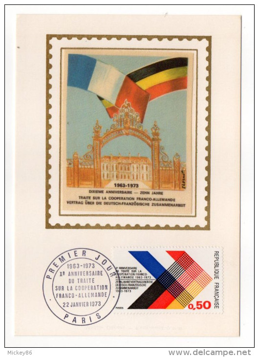 1972-Carte Maximum Soie-10°coopération Franco-allemande-signée Chesnot--cachet  PARIS--75 - 1970-1979