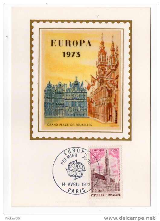 1973--Carte Maximum Soie--EUROPA--Grand Place De BRUXELLES--signée Chesnot--cachet  PARIS--75 - 1970-1979