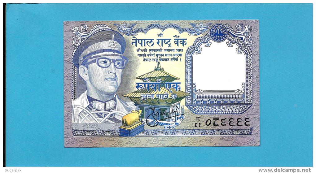 NEPAL - 1  Rupee - ND ( 1974 ) - P 22 - Sign. 9 - UNC. - King Birendra Bir Bikram - 2 Scans - Nepal