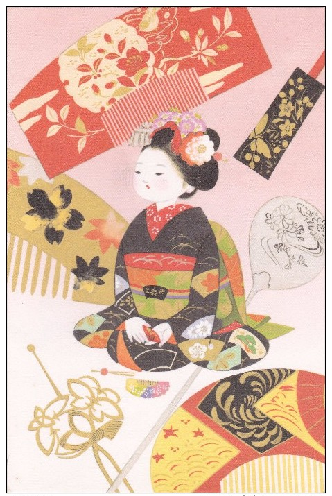 Double Card GEISHA JAPAN NEW YEAR 1991 - New Year