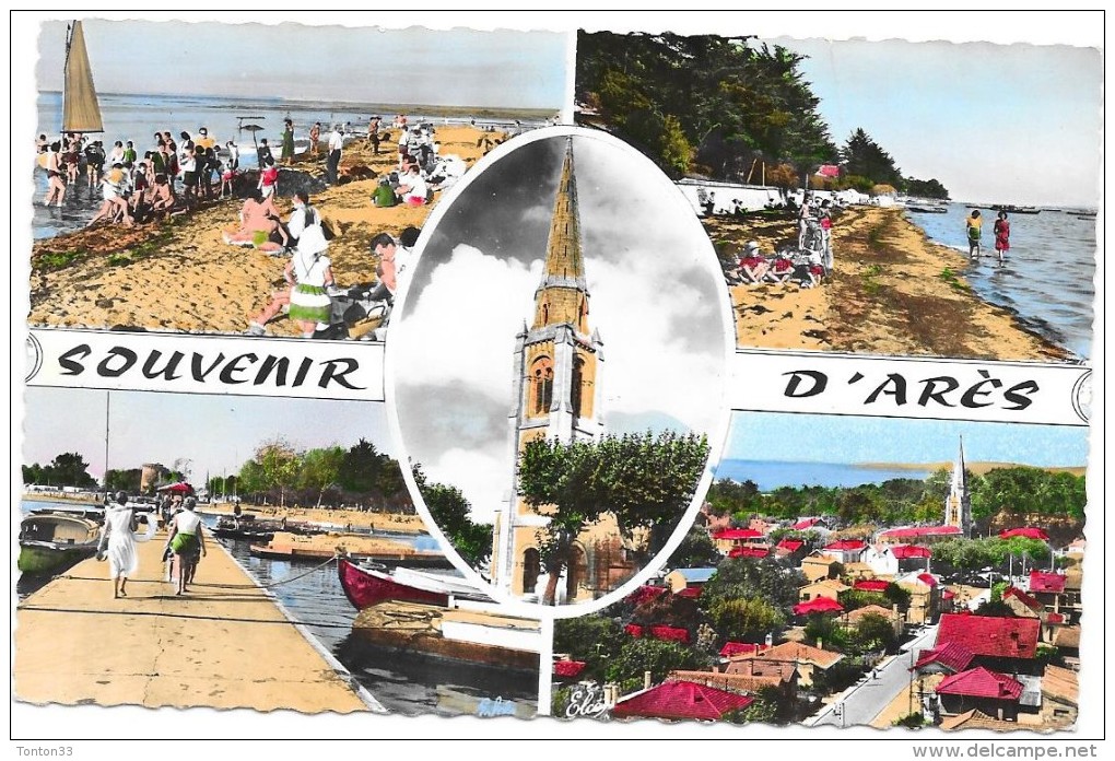 ARES - 33 -  CARTE COULEUR  - MULTIVUES - Souvenir D'ARES - 5 Vues De La Ville - ENCH331 - - Arès