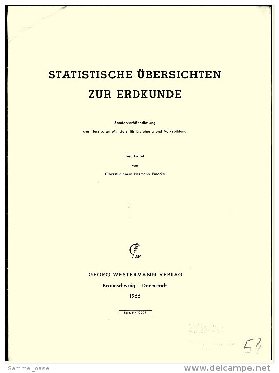 Statistische Übersichten Zur Erdkunde - Broschüre Im Großformat - 16 Seiten  -  Von 1966 - Atlanten