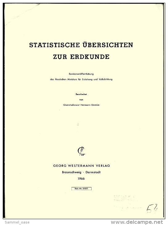 Statistische Übersichten Zur Erdkunde - Broschüre Im Großformat - 16 Seiten  -  Von 1966 - Atlas