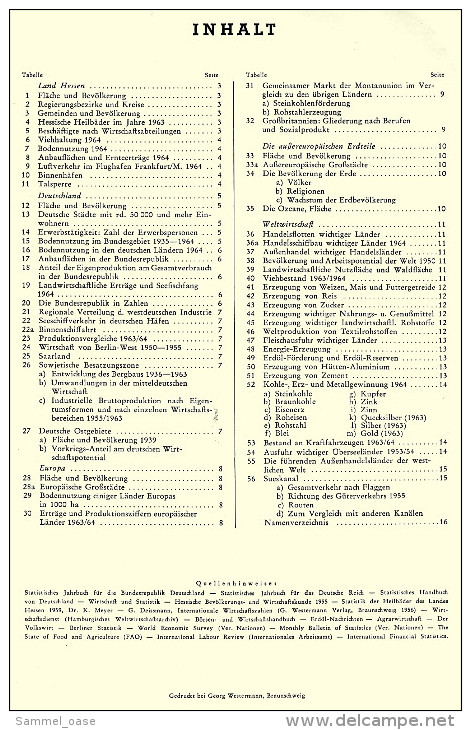 Statistische Übersichten Zur Erdkunde - Broschüre Im Großformat - 16 Seiten  -  Von 1966 - Atlas