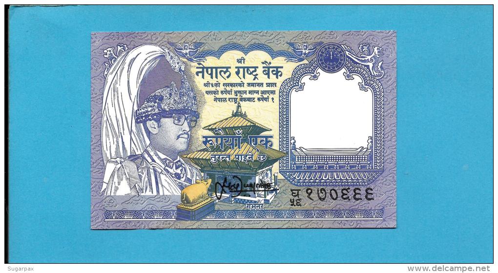 NEPAL - 1  Rupee - ND ( 1991 -  ) - P 37 - Sign. 13 - UNC. - King Birendra Bir Bikram - 2 Scans - Népal