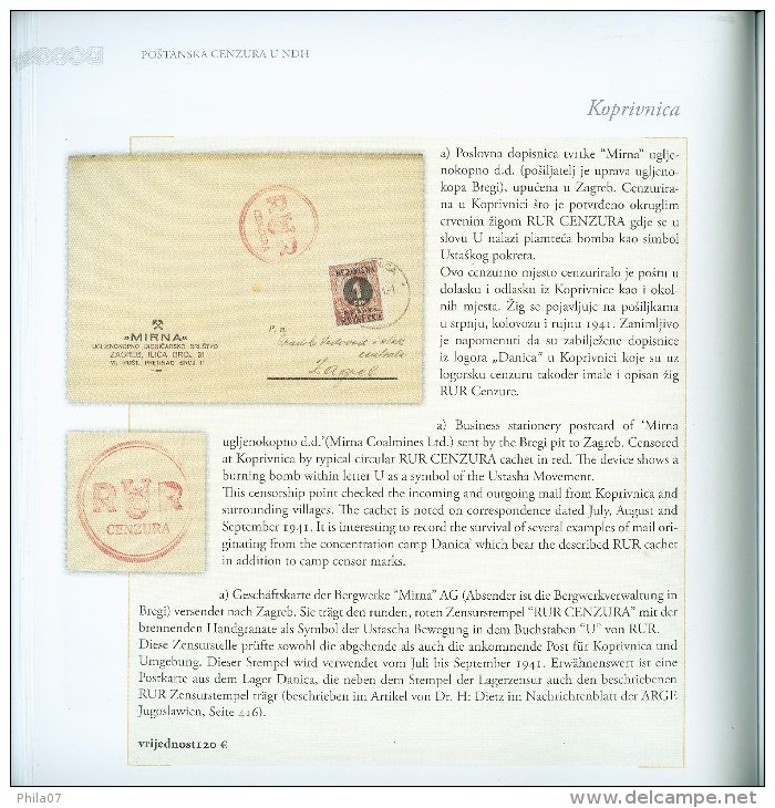 Berislav Pervan, Predrag Zrinjscak: Postanska Cenzura U NDH; Issued In Zagreb 2013. On Croatian, English And German Lang - Other & Unclassified