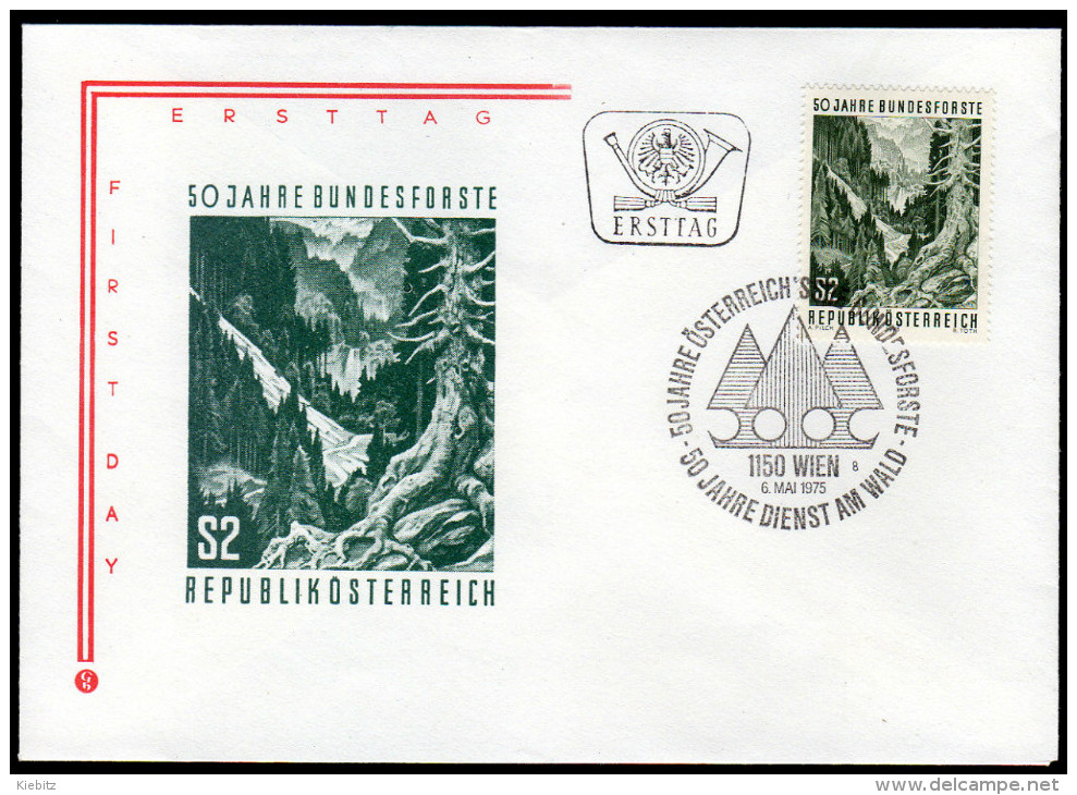 ÖSTERREICH 1975 - 50 Jahre Bundesforste - Sonderstempel FDC - Bäume