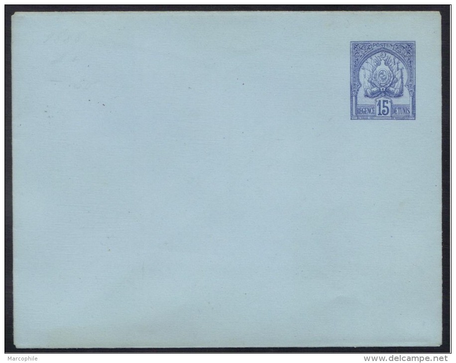 TUNISIE - REGENCE DE TUNIS / 1888 ENTIER POSTAL 15 C. BLEU/BLEU - ENVELOPPE (ref 6572) - Covers & Documents