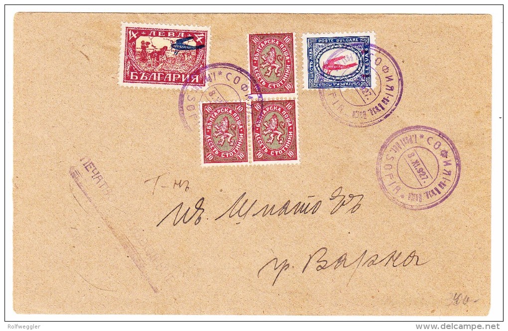 Bulgarien Luftpost Brief 8.11.1927 Sofia Nach Varna - Poste Aérienne