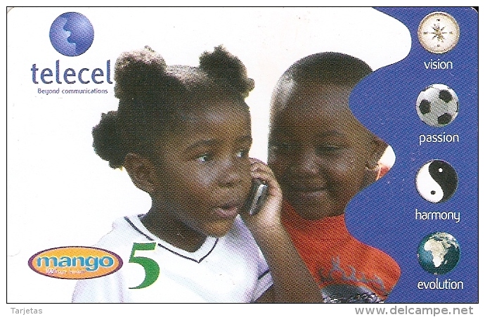 TARJETA DE GABON DE 5 UNITS DE TELECEL DE UNOS NIÑOS (MANGO) - Gabon