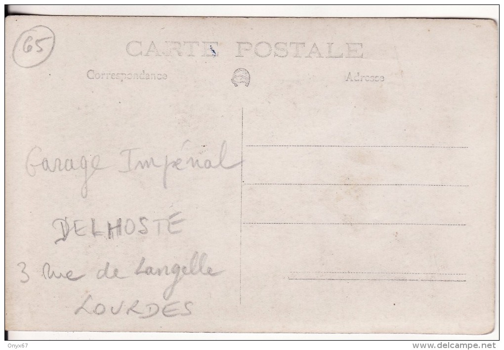 Carte Postale Photo LOURDES-Garage Impérial DELHOSTE-BUS-AUTOBUS-AUTOCARS-VOITURE-TRANSPORT- - Buses & Coaches