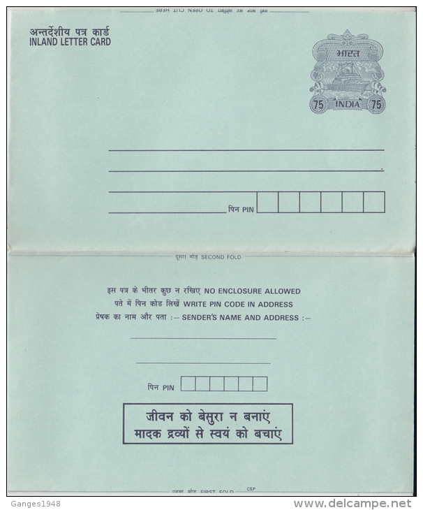 India  1990's   Protect Yourself From Drugs  Inland Letter   # 85041  Inde  Indien - Inland Letter Cards