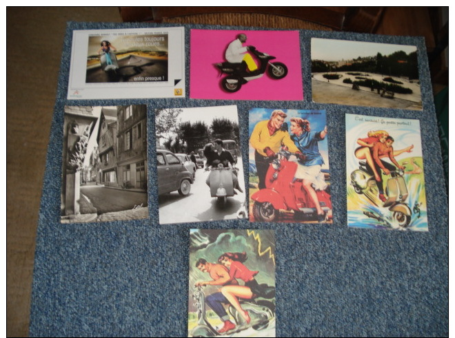 Lot De  8  Cartes Postales Sur Le Theme Des Scooter Vespas,dont Une Solex - 5 - 99 Cartes