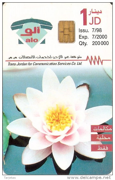 TARJETA DE JORDANIA DE 1JD DE UNA FLOR-FLOWER-LOTTO  FECHA 7/98 Y TIRADA 200000 - Jordanien