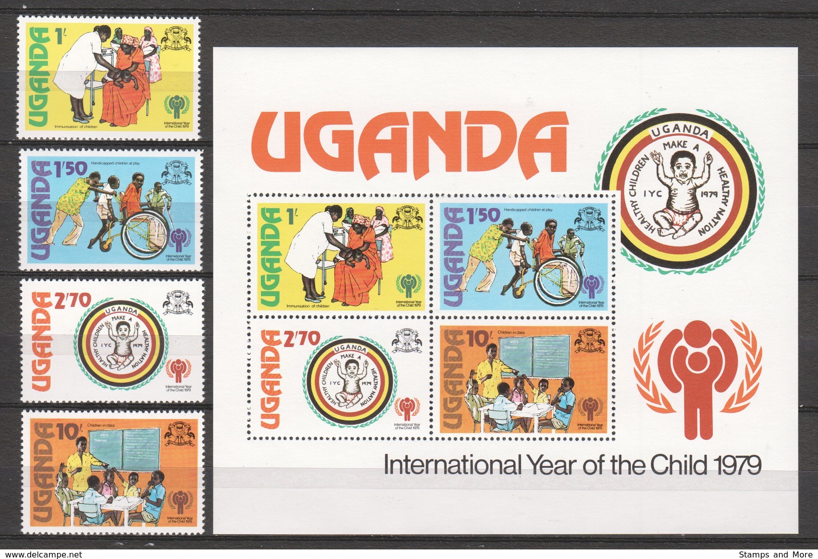 Uganda 1979 Mi 242-245 + Block 19 MNH CHILDREN UNICEF - UNICEF