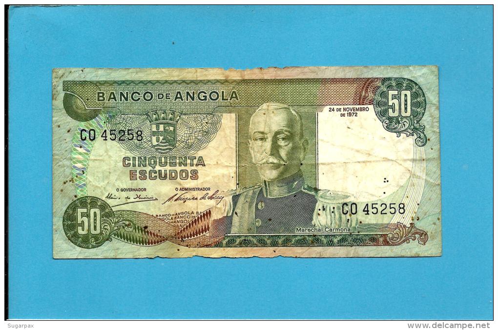 ANGOLA - 50 ESCUDOS - 24.11.1972 - P 100 - MARECHAL CARMONA - PORTUGAL - Angola