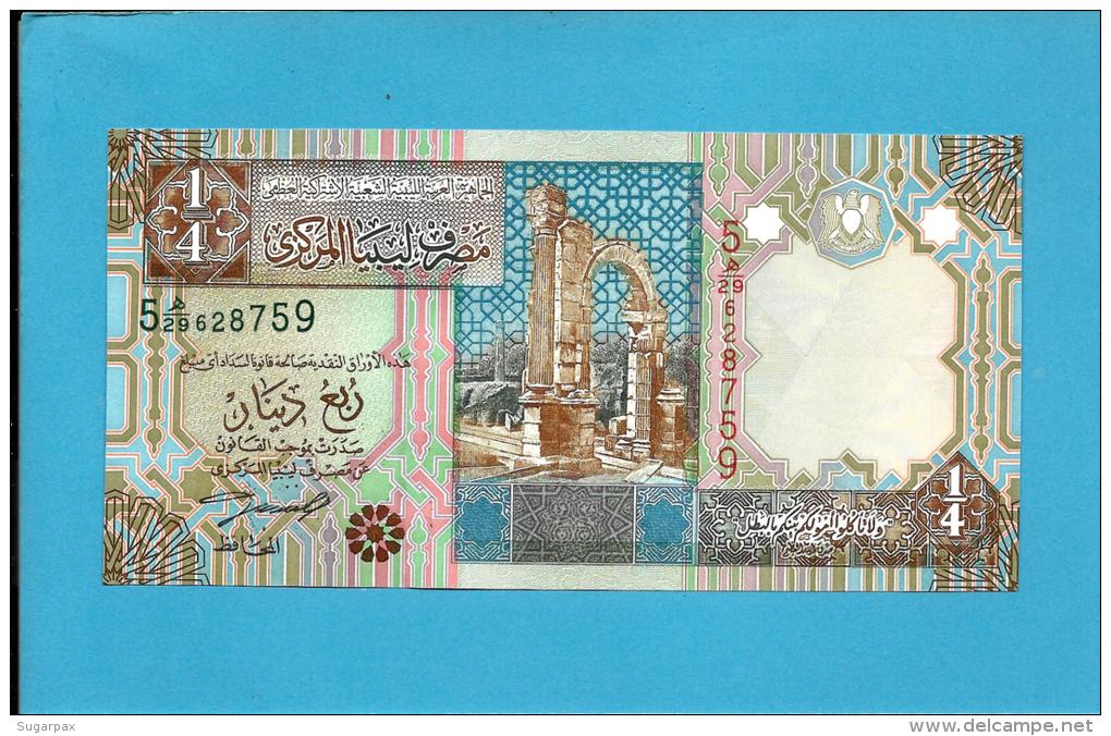 LIBYA - 1/4 Dinar - ( 2002 ) - P 62 -  UNC. - Sign. 4 - Series 5 -  See 2 Scans - Libyen