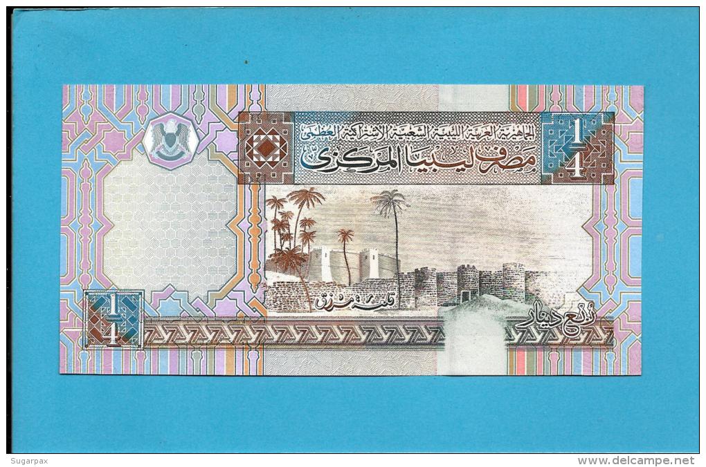 LIBYA - 1/4 Dinar - ( 2002 ) - P 62 -  UNC. - Sign. 4 - Series 5 -  See 2 Scans - Libye