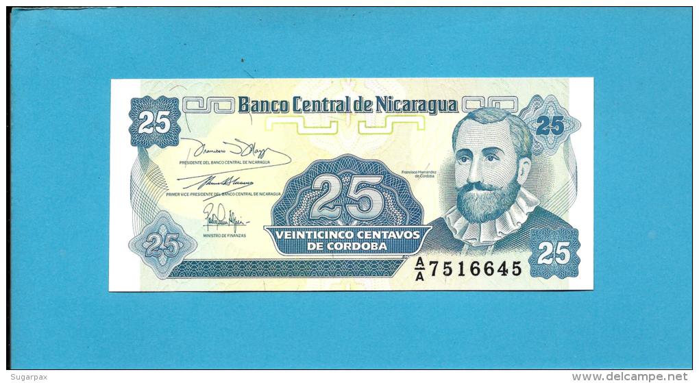 NICARAGUA - 25 Centavos - ND ( 1991 )  - P 170 - UNC. - Serie A/A - 2 Scans - Nicaragua