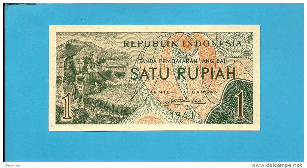 INDONESIA - 1 Rupiah - 1961 - P 78 - UNC. - Série GOG - Rice Field Workers  - 2 Scans - Indonésie