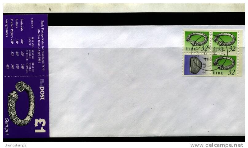 IRELAND/EIRE - 1995  PANE FROM BOOKLET £. 1 BROIGHTER COLLAR  FIRST DAY COVER - Blocchi & Foglietti