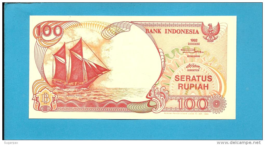 INDONESIA - 100 Rupiah - 1992/1994 - P 127.c - UNC. - Série AGH - Sailboat PINISI / Volcano ANAK KRAKATAU  - 2 Scans - Indonésie