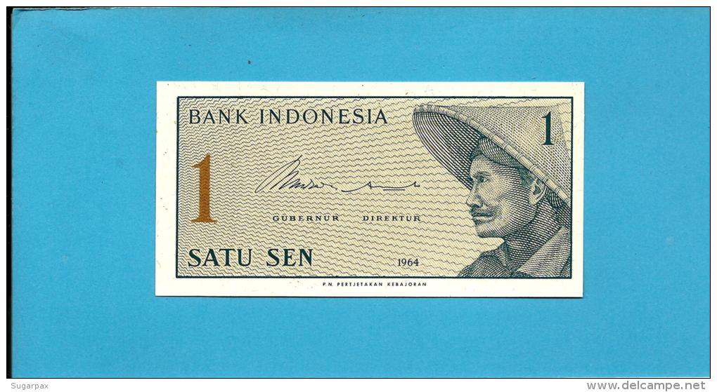 INDONESIA - 1 SEN - 1964 - P 90 - UNC. - Série XBY - Replacement - Peasant With Straw Hat - 2 Scans - Indonesia