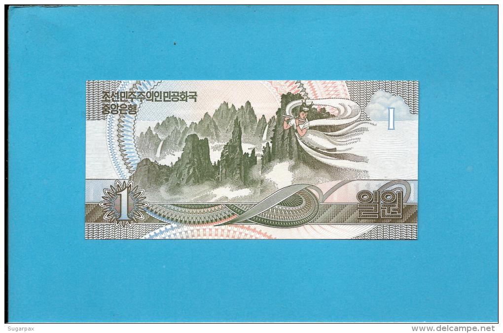 KOREA, NORTH - 1 WON - 1992 - P 39.s - UNC. - SPECIMEN - 0000819 - Low Number - 2 Scans - Korea, North