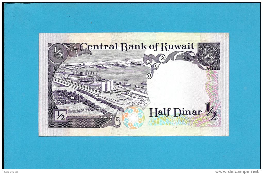 KUWAIT - 1/2 Dinar - ( 1980 ) - Pick 12.b - Sign. 6 - AUNC. - Stolen By Iraqi Forces -Denominator / 33 - SEE Description - Kuwait