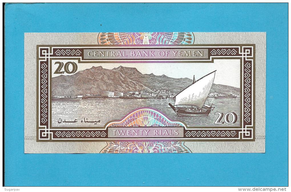 YEMEN ARAB REPUBLIC - 20 RIALS -  ND ( 1990 ) - P 26.b -  Sign. 8 - UNC. - Central Bank Of Yemen - 2 Scans - Yemen