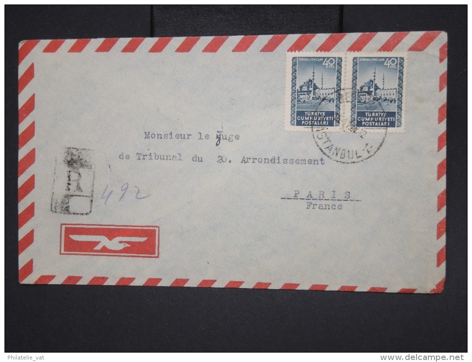 TURQUIE - Enveloppe En Recommandée De Istanbul Pour Paris En 1952  - à Voir - Lot P7790 - Cartas & Documentos