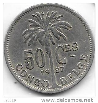 50 Centimes  Albert I  1927 FR Congo-Belge  Belle Qualité - 1910-1934: Albert I