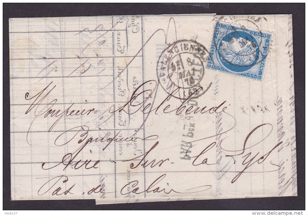 France N°60 Oblitéré Valenciennes 1876 - TB - 1871-1875 Cérès