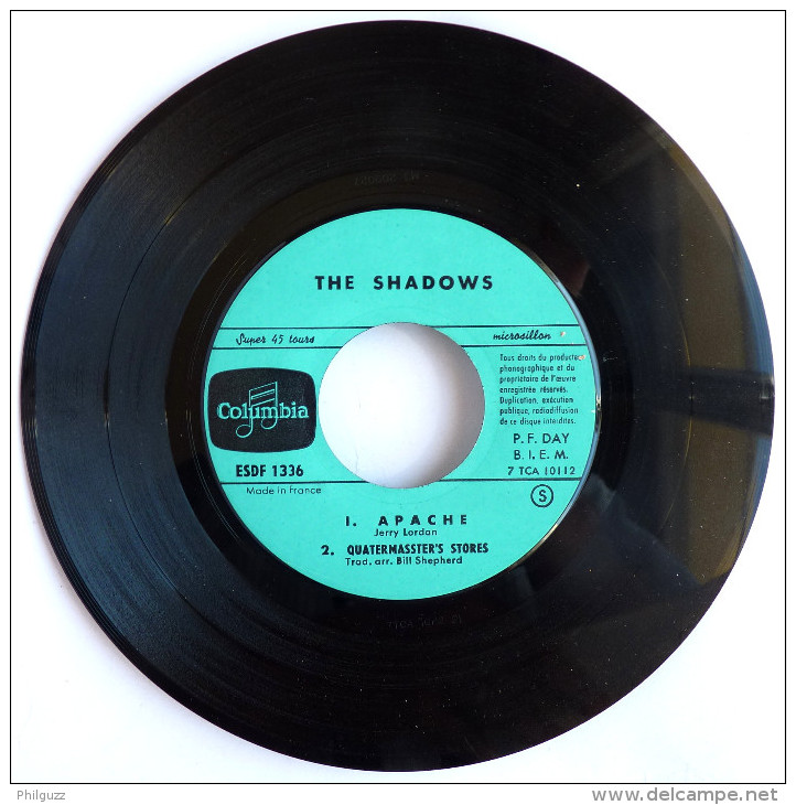 Disque Vinyle 45T THE SHADOWS - APACHE -  Columbia ESDF 1336 S - 1960 BIEM - Rock