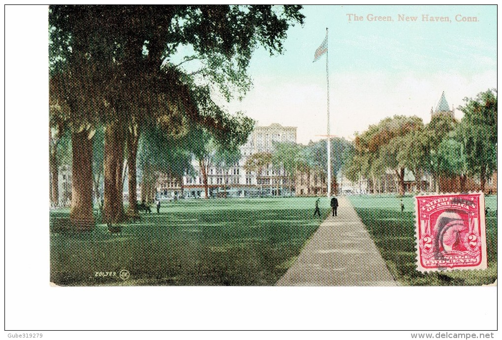 UNITED STATES 1908 - VINTAGE POSTCARD -CONNECTICUT - NEW HAVEN - THE GREEN  SENT TO ARGENTINA W 1 ST OF 2 C POSTM NEW HA - Hartford