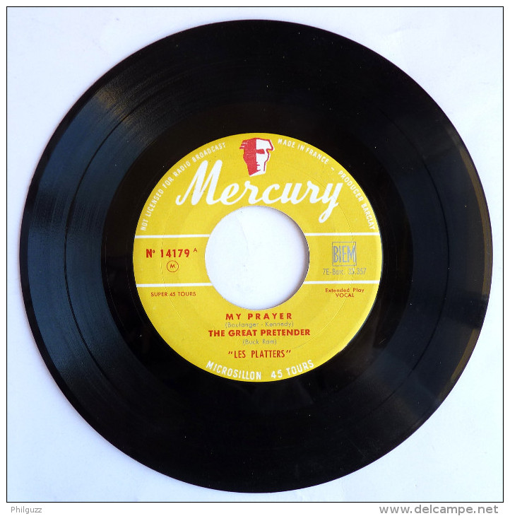 Disque Vinyle 45T LES PLATTERS - MY PRAYER -  MERCURY 14179 - 1957 BIEM - Rock