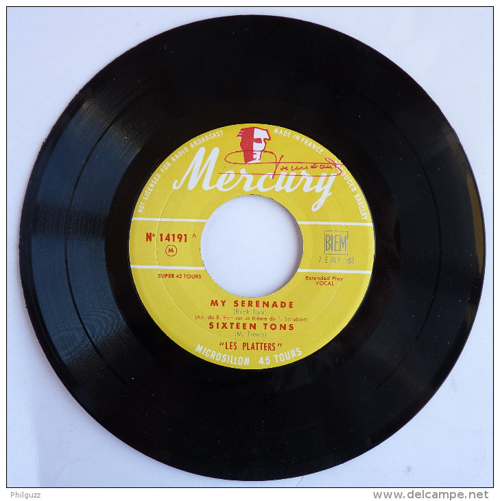 Disque Vinyle 45T LES PLATTERS Millionième - MY SERENADE -  MERCURY 14191 - 1957 BIEM - Rock