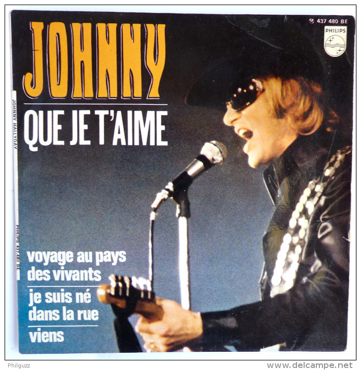 Disque Vinyle 45T JOHNNY HALLIDAY - QUE JE T'AIME -  PHILIPS 437481 BE - 1969 BIEM - Rock