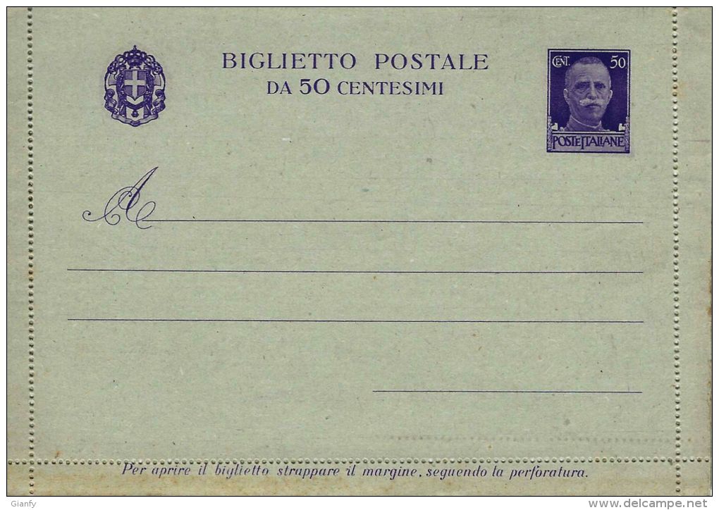 1935 BIGLIETTO POSTALE REGNO IMPERIALE 50 C FORM 10x14 NUOVO - Stamped Stationery