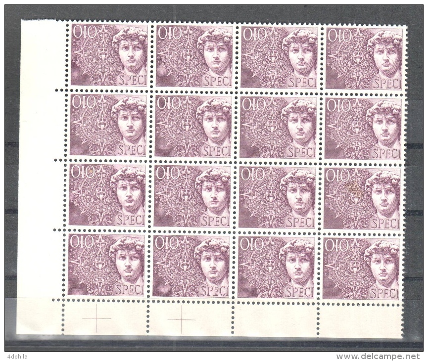 SWITZERLAND 1966 David Purple - Blocks Of 16 Dummy Stamps - Specimen Essay Proof Trial Prueba Probedruck Test - Plaatfouten