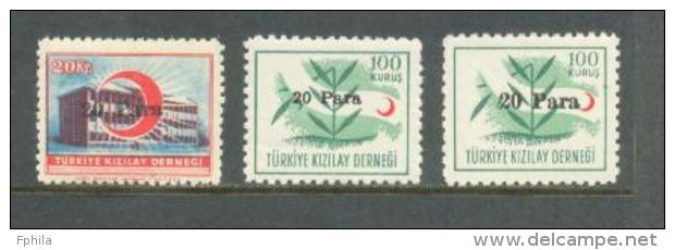 1955 TURKEY 20 PARA SURCHARGED TURKISH RED CRESCENT ASSOCIATION STAMPS MNH ** - Liefdadigheid Zegels