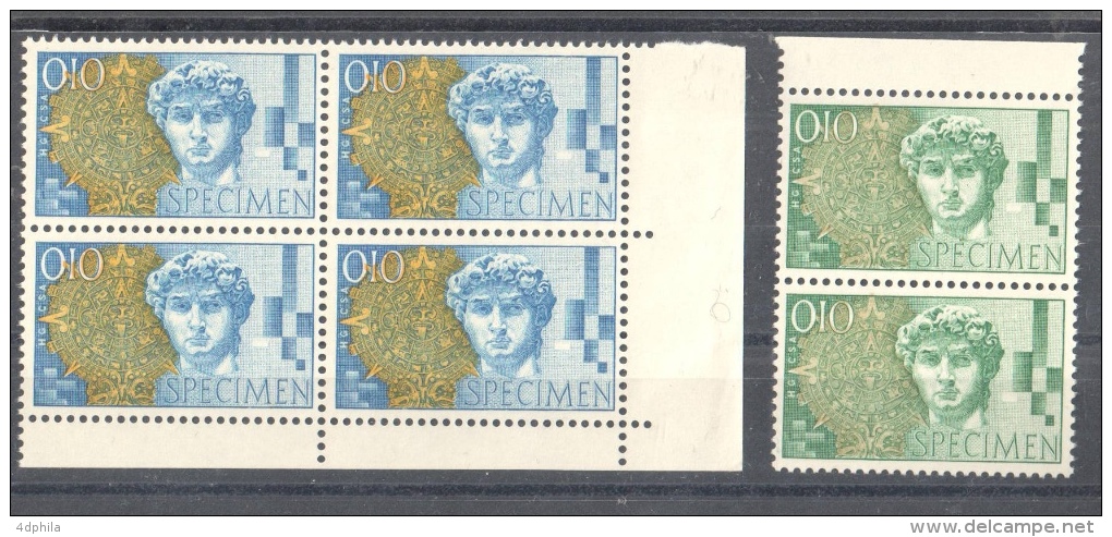 SWITZERLAND 1964 David - Blue Block And Green Pair Of Dummy Stamps - Specimen Essay Proof Trial Prueba Probedruck Test - Errors & Oddities